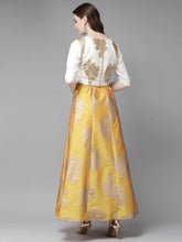 Mustard Taffeta Silk Foil Print Lehenga Choli Set